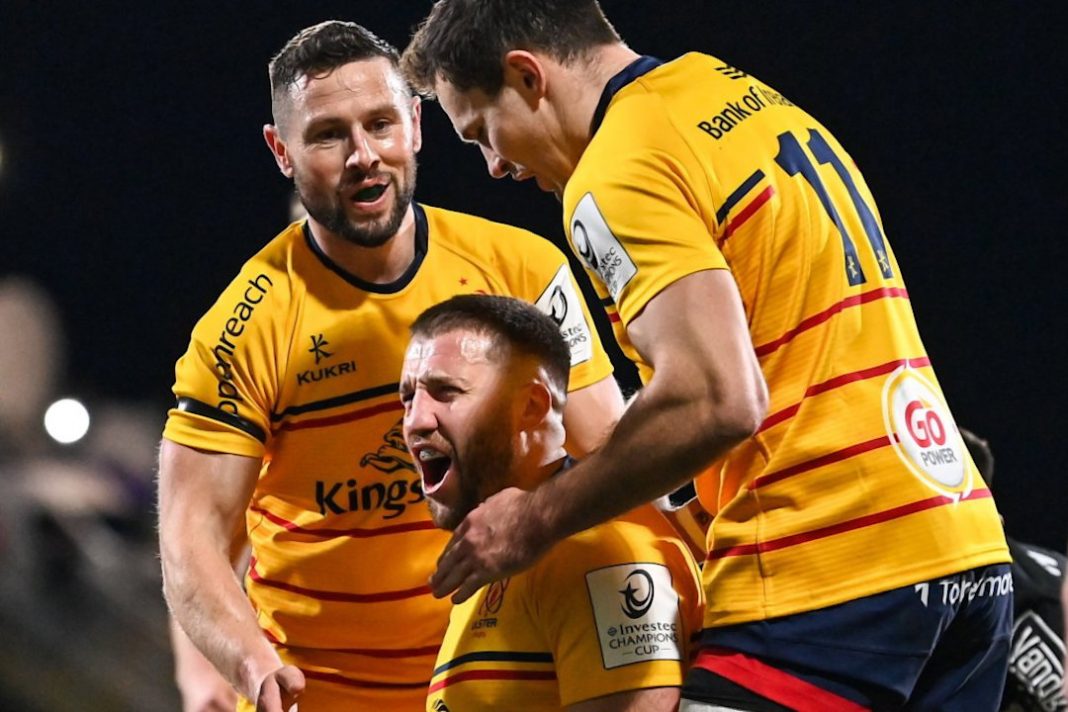 Ulster Rugby players celebrating a try