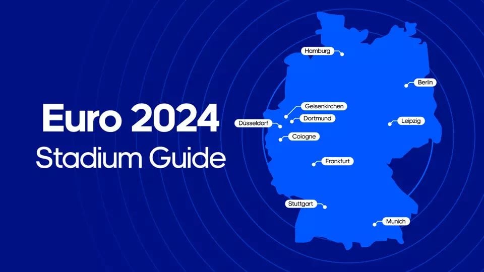 A graphic showing the ten cities in Germany for Euro 2024