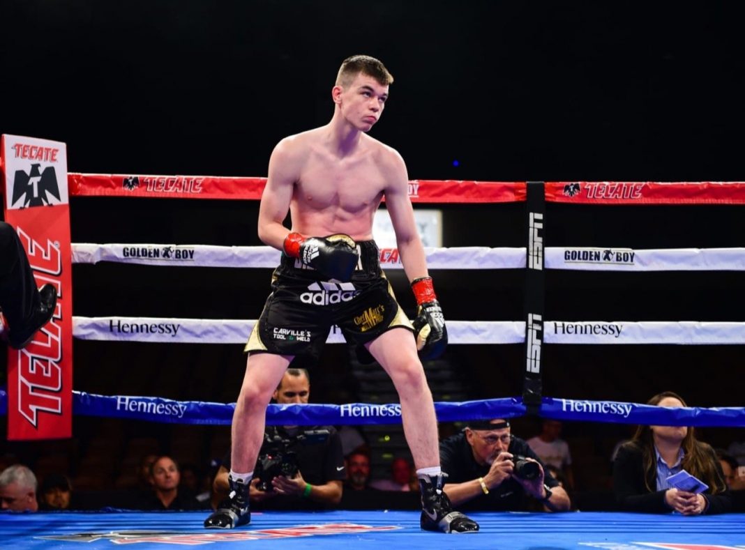 Boxer Stephen McKenna in the ring before a fight