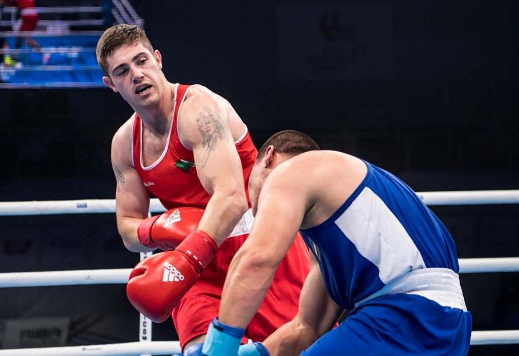 Joe Ward boxing as an amateur in the Olympics