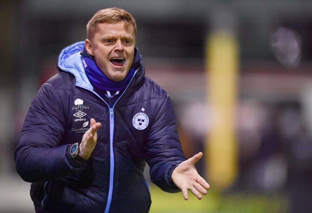 Damian Duff, the manager of Shelbourne FC, on the sidelines