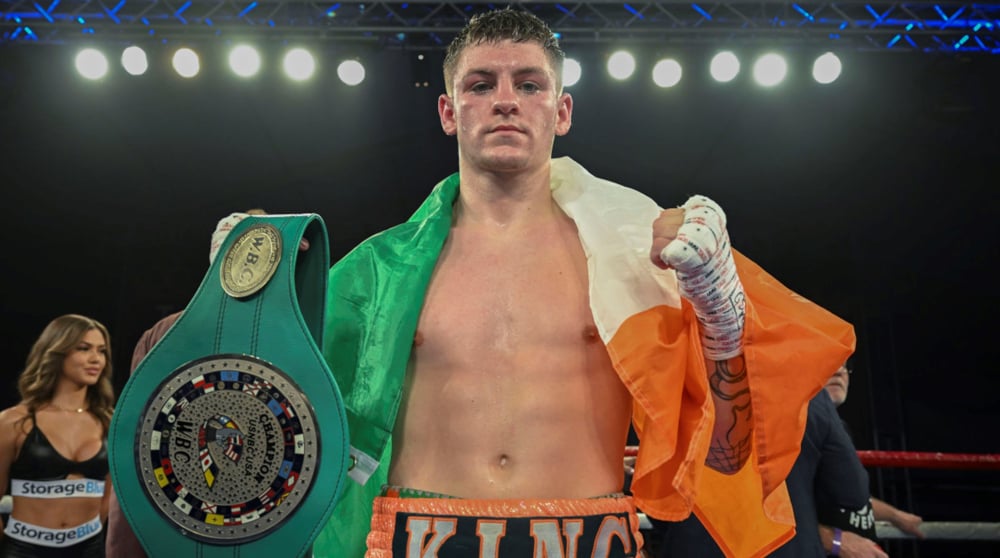 Callum Walsh posing with his belt.